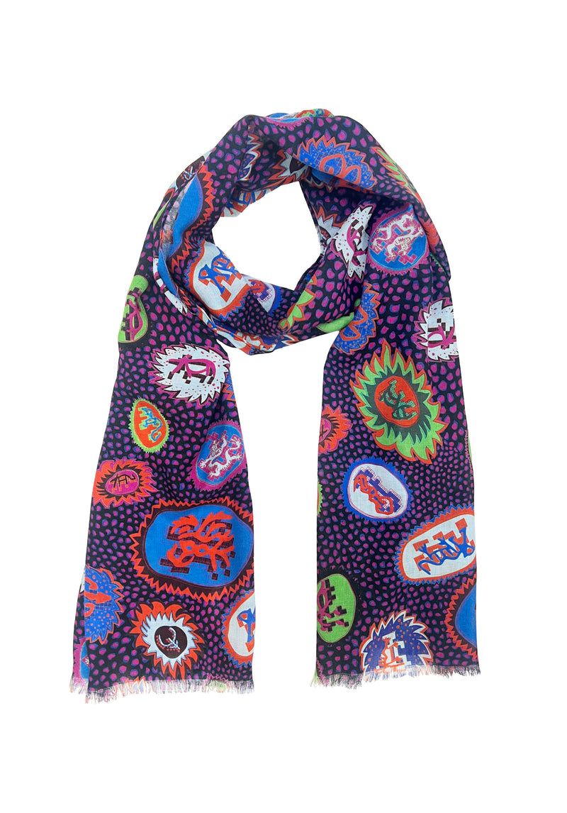 ORACLE ZODIAC PRINT WOOL SCARF