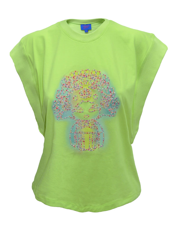 OPERA GIRL GRAFFITI SPRAY/EMB ON COTTON MODAL TOP