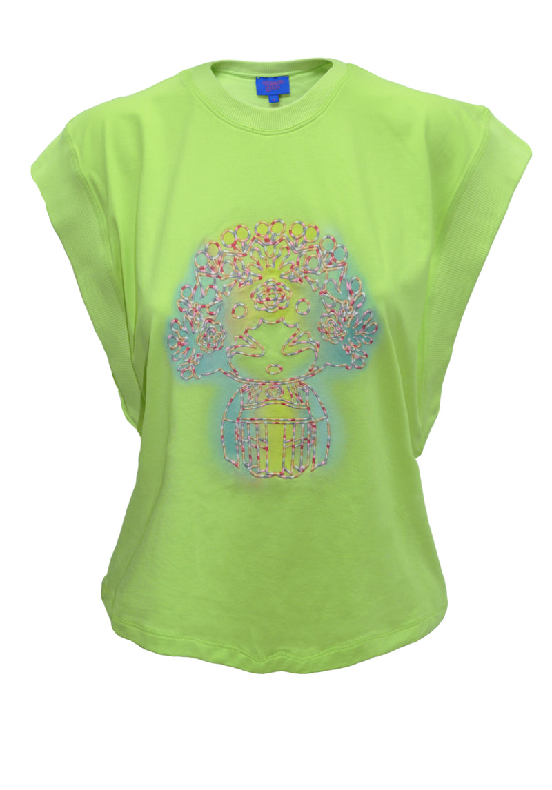 OPERA GIRL GRAFFITI SPRAY/EMB ON COTTON MODAL TOP