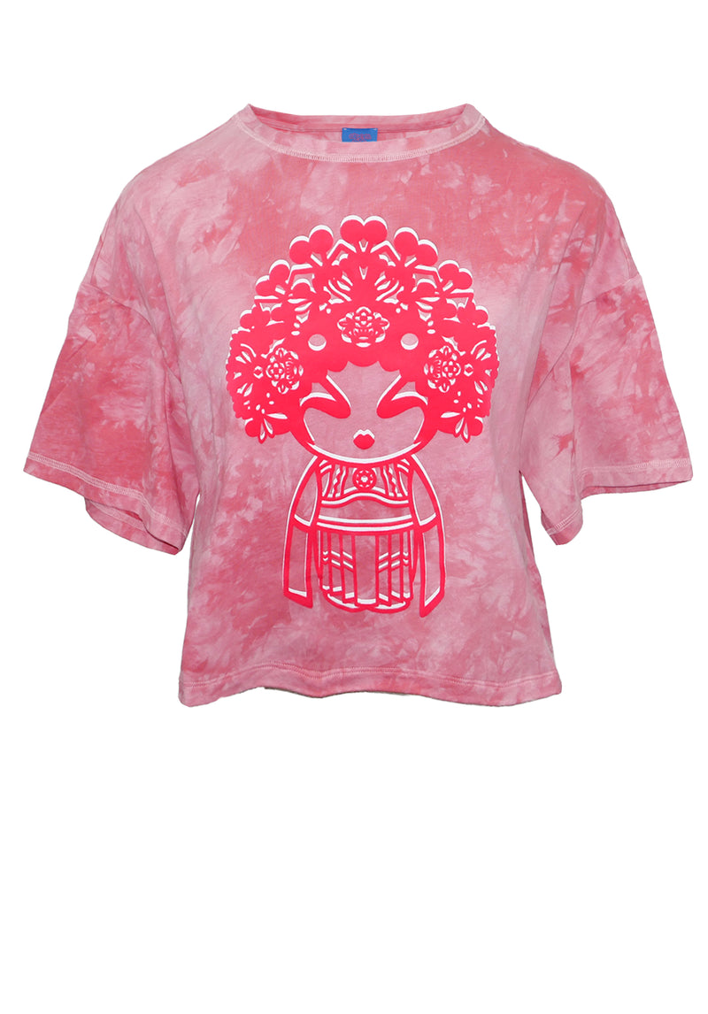 OPERA GIRL TIE DYE PRINT ON FRENCH TERRY T-SHIRT