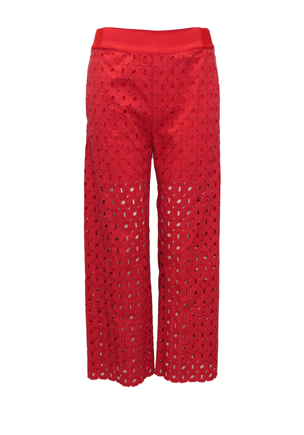 GEOMETRIC EMB EYELET LONG PANTS