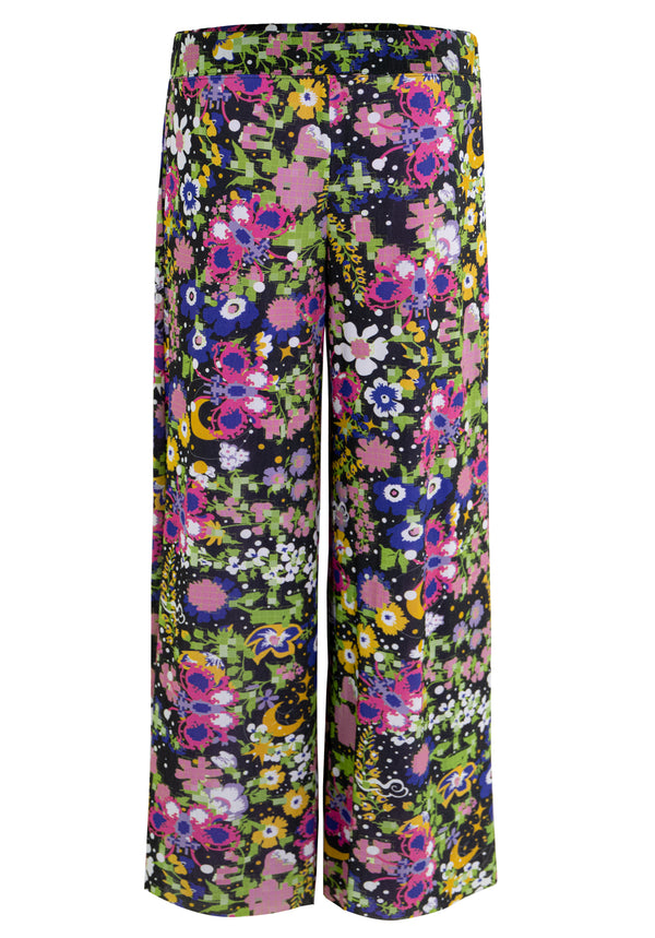 SUMMER DREAMING PRINT ST NETTING WIDE-LEG PANTS