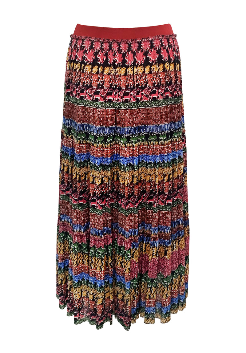 SOLIDARITY STRIPE PRINT ST NETTING LONG SKIRT