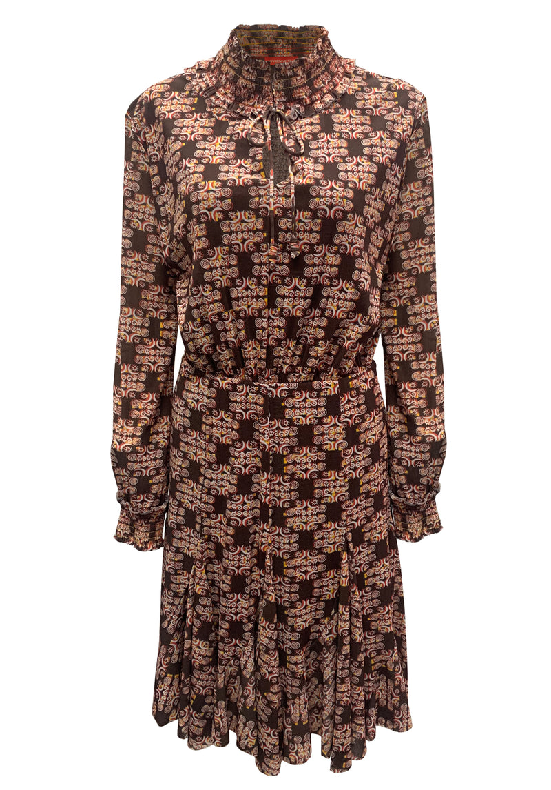 SOLIDARITY PRINT ST NETTING LONG SLEEVE DRESS