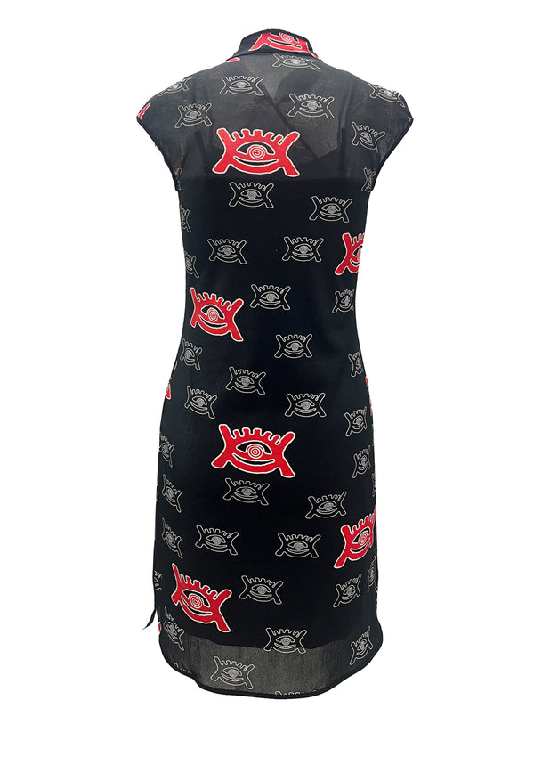 EYE OF UNIVERSE PRINT ST NETTING CHEONGSAM