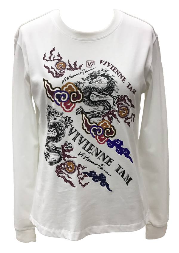 TATOO DRAGON WITH RHINESTONES L/S TEE