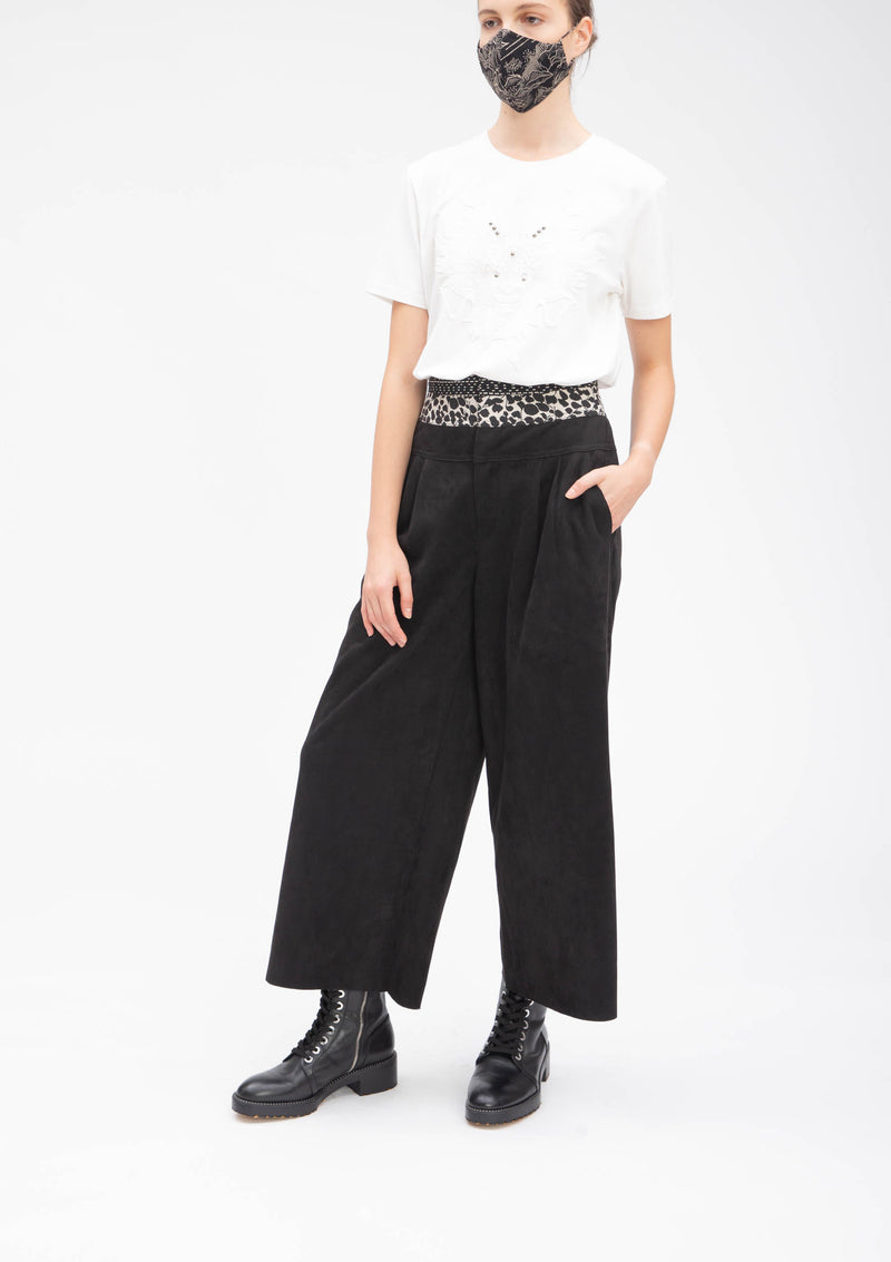 SUEDE PATCHWORK JACQUARD PANTS