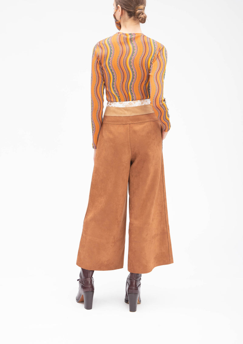 SUEDE PATCHWORK JACQUARD PANTS