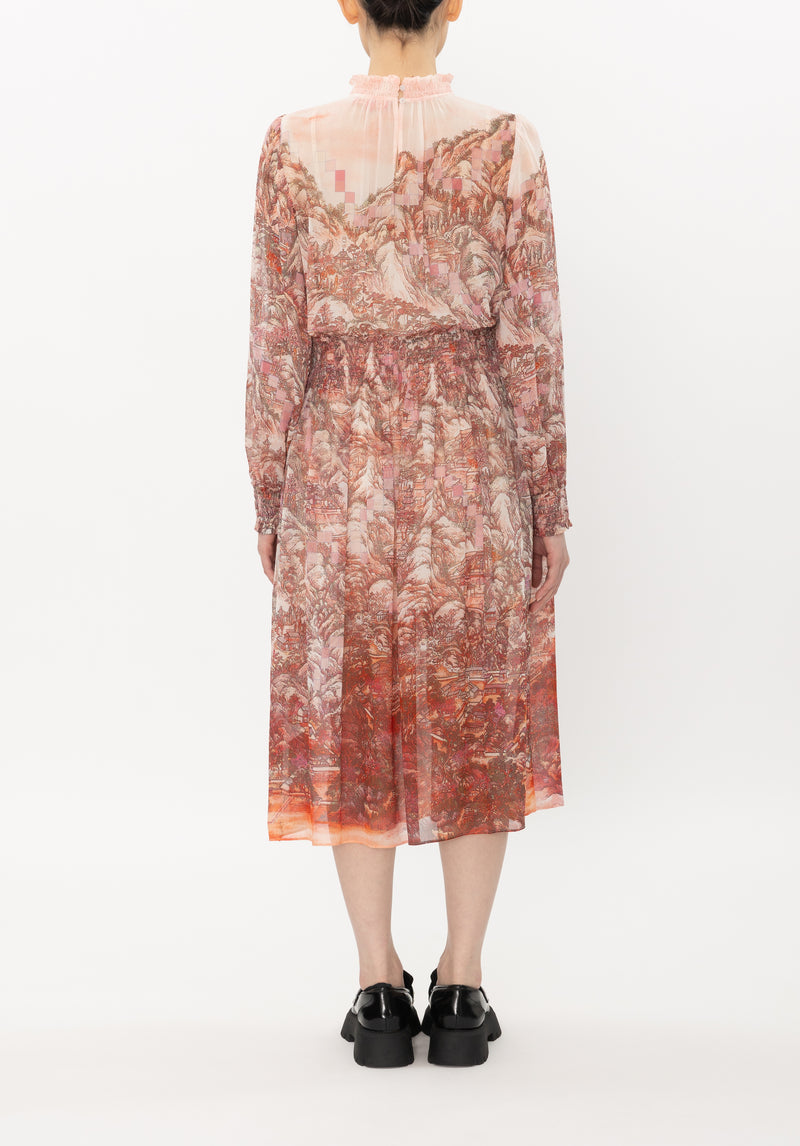 META DREAMLAND PRINT SILK CHIFFON DRESS