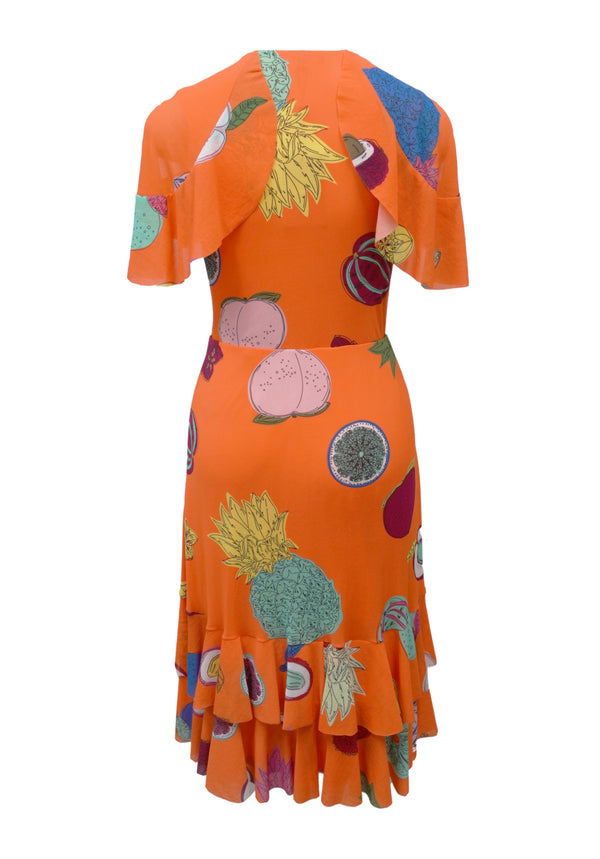 BIG FRUIT PRINT ON ST NETTING DRESS