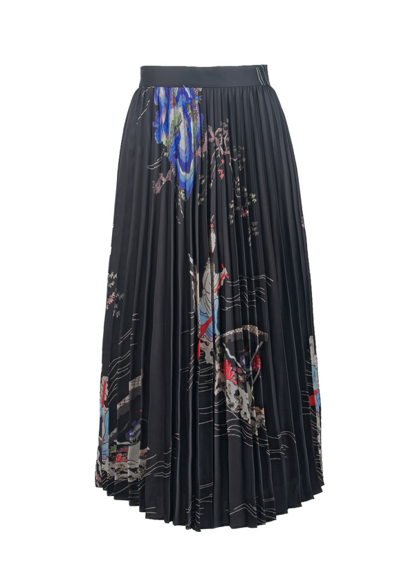 IMMORTAL LANDSCAPE POLY SATIN PLEATING SKIRT