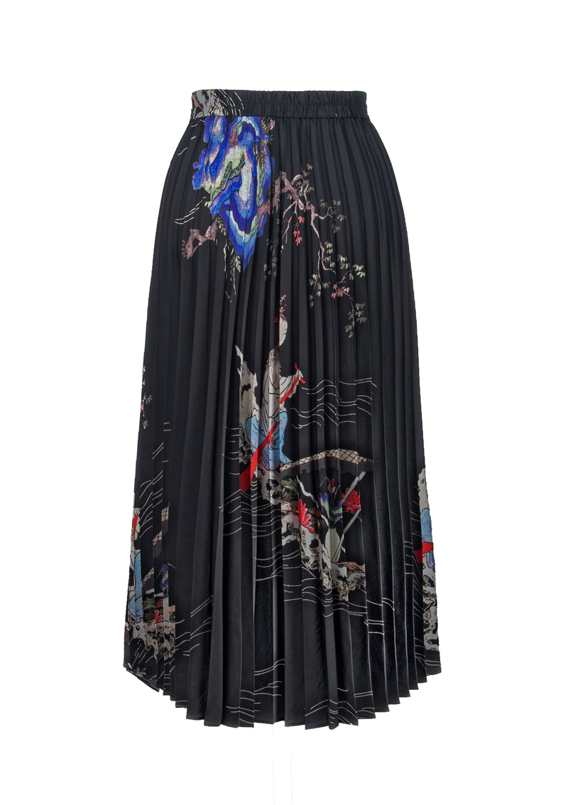 IMMORTAL LANDSCAPE POLY SATIN PLEATING SKIRT