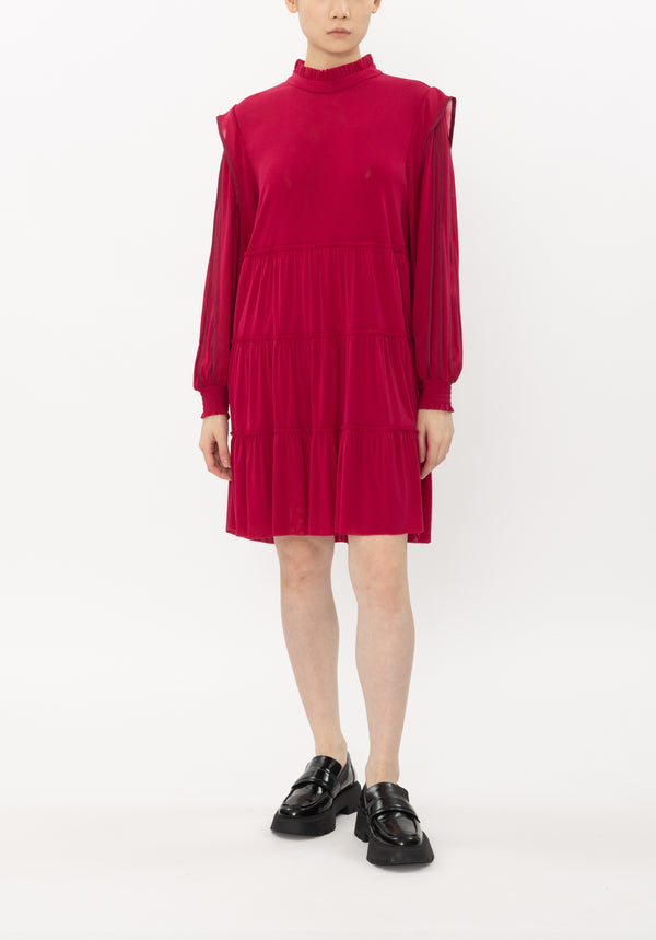 SOLID STRETCH NETTING TURTLENECK DRESS