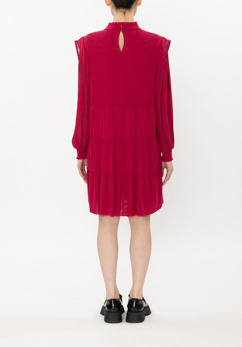 SOLID STRETCH NETTING TURTLENECK DRESS