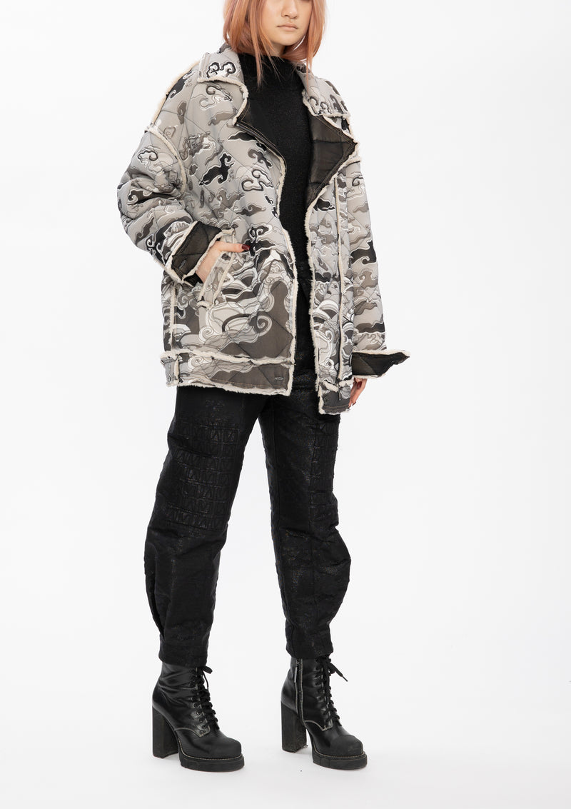 BLACK GREY EMPEROR DRAGON REVERSIBLE JACKET