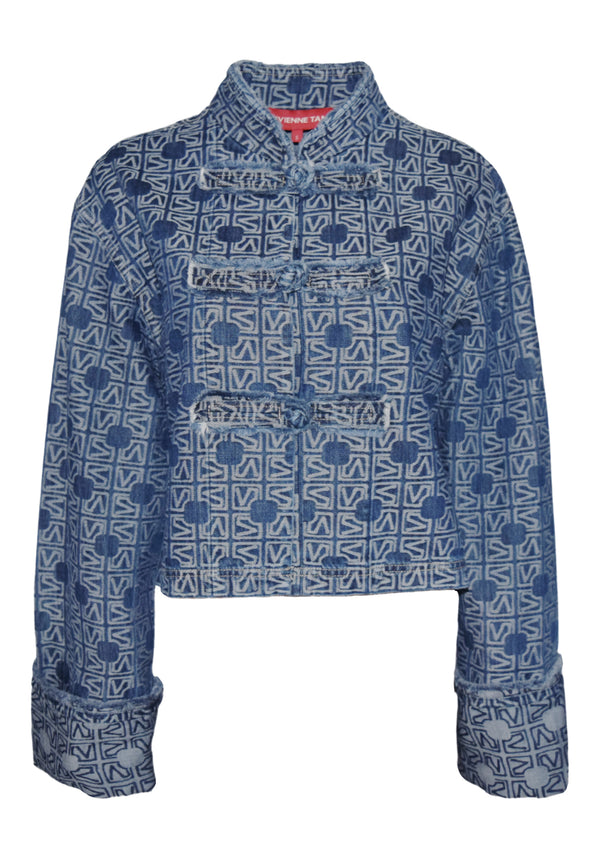 VT JACQUARD DENIM KUNG FU JACKET WITH CHINESE KNOTS