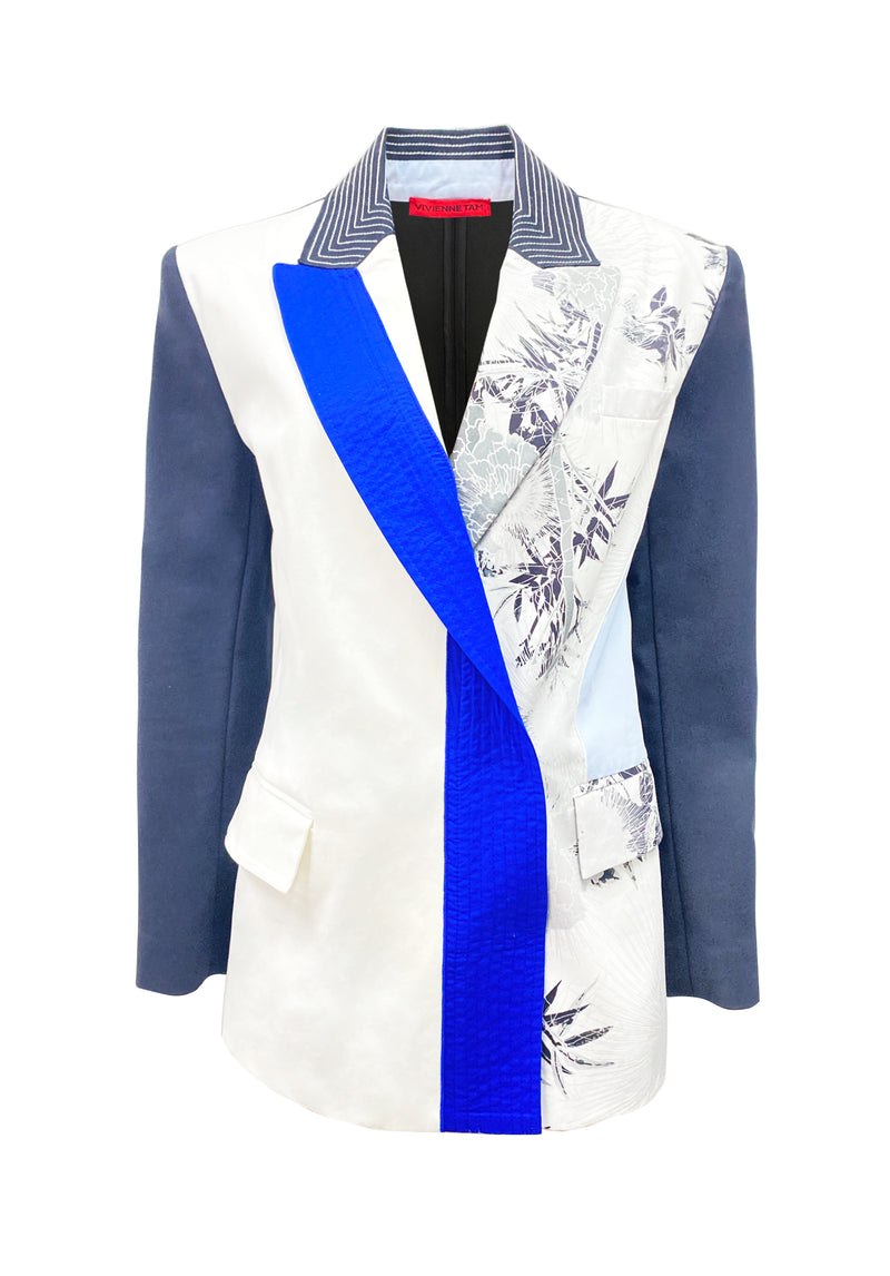 PEONY PRINT COLOUR BLOCKING BLAZER