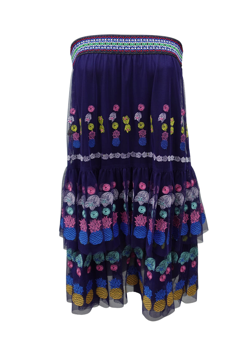 FRUIT ELEMENTS EMB ON RIGID NETTING LAYERED SKIRT