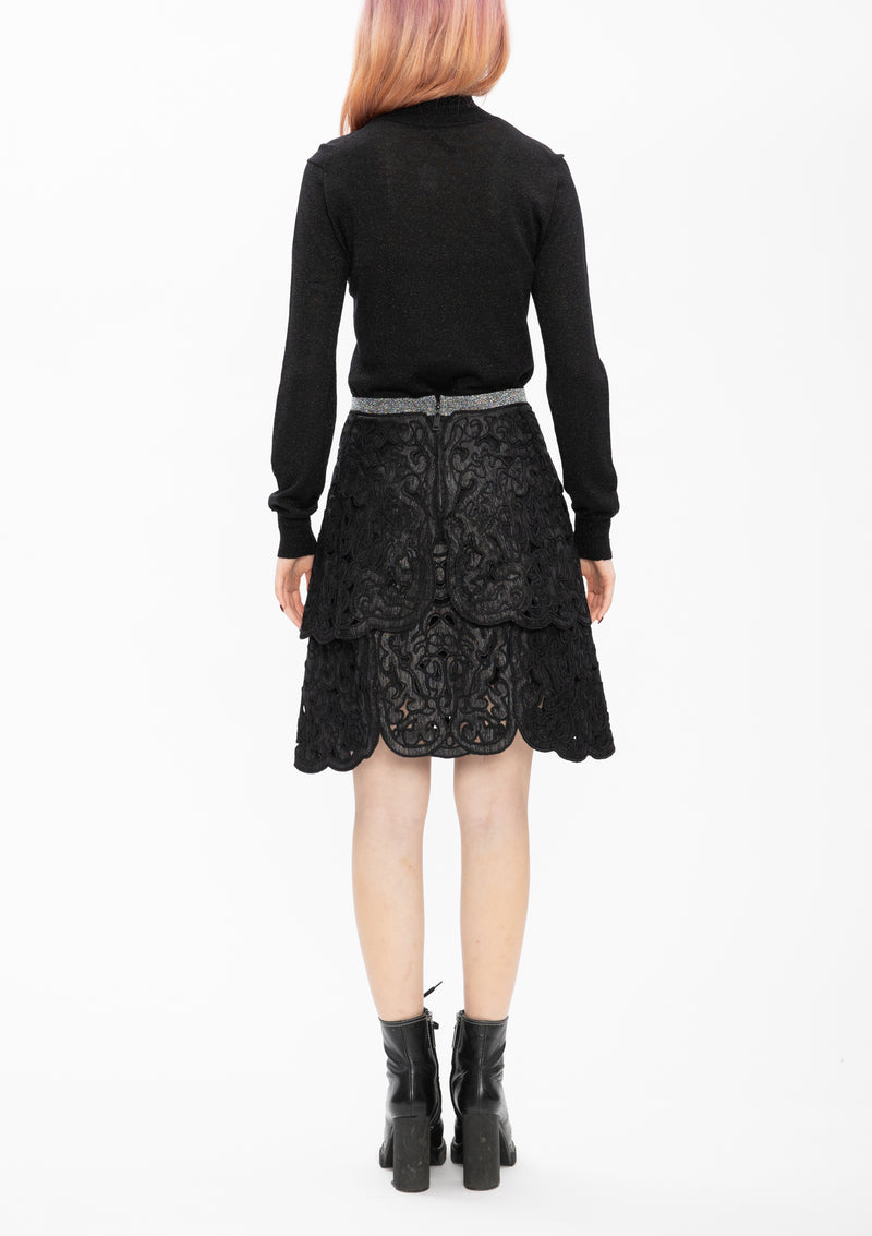 BLACK CORDUROY COATING SKIRT