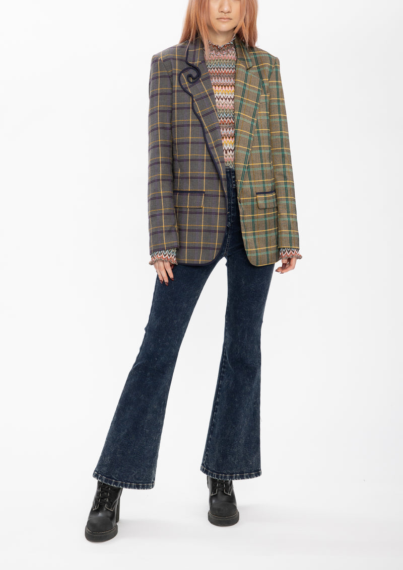 BEIGE PLAID RUYI BOYFRIEND BLAZER