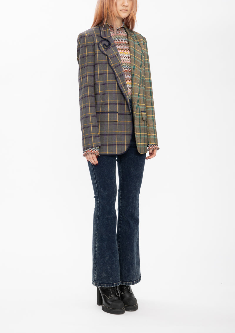 BEIGE PLAID RUYI BOYFRIEND BLAZER