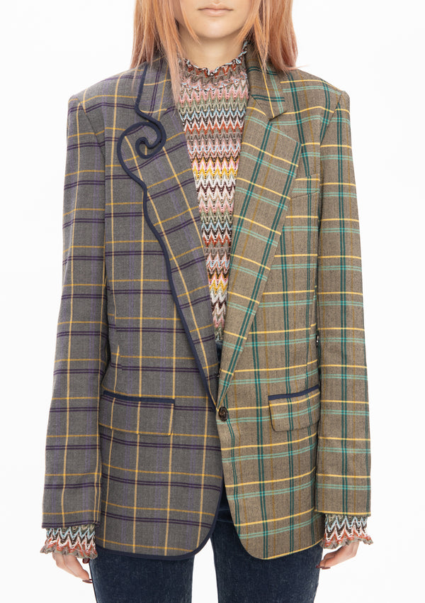 BEIGE PLAID RUYI BOYFRIEND BLAZER