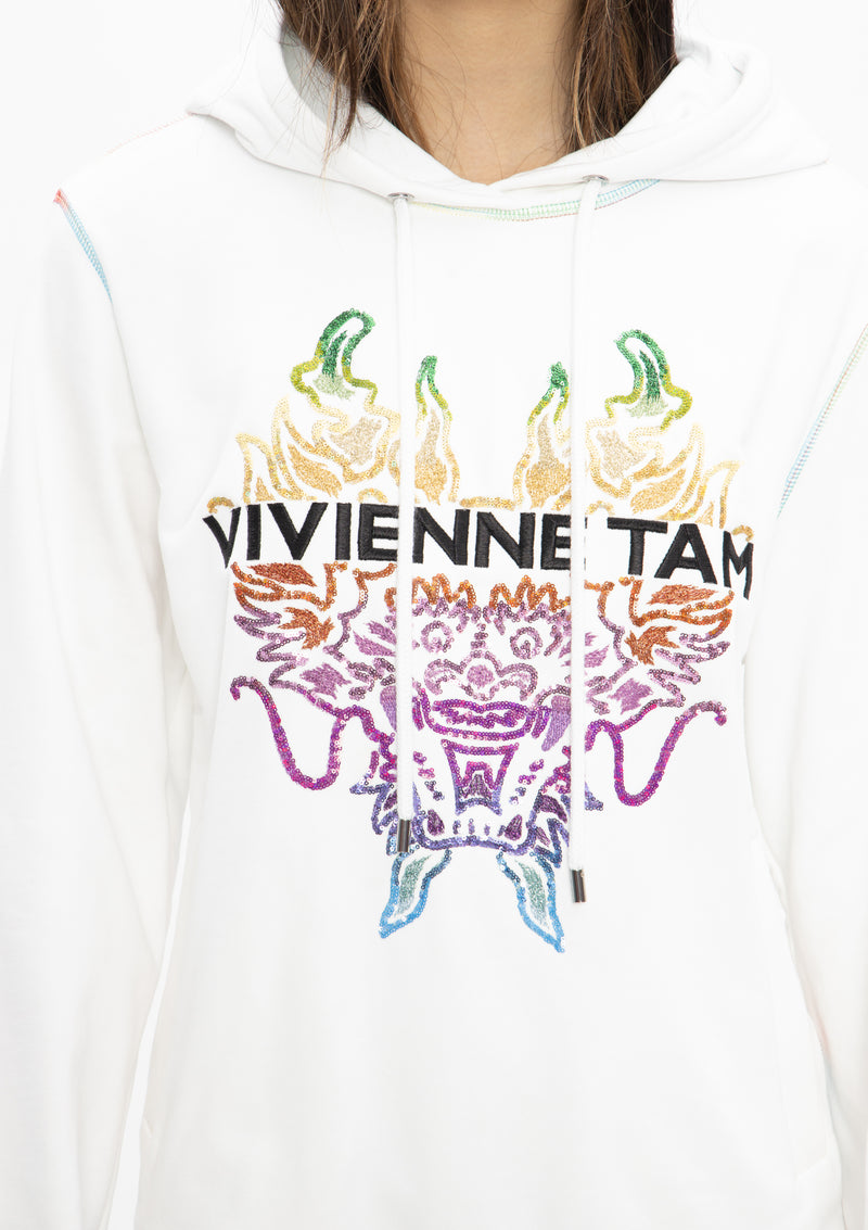 RAINBOW DRAGON COTTON SWEATSHIRT HOODIE