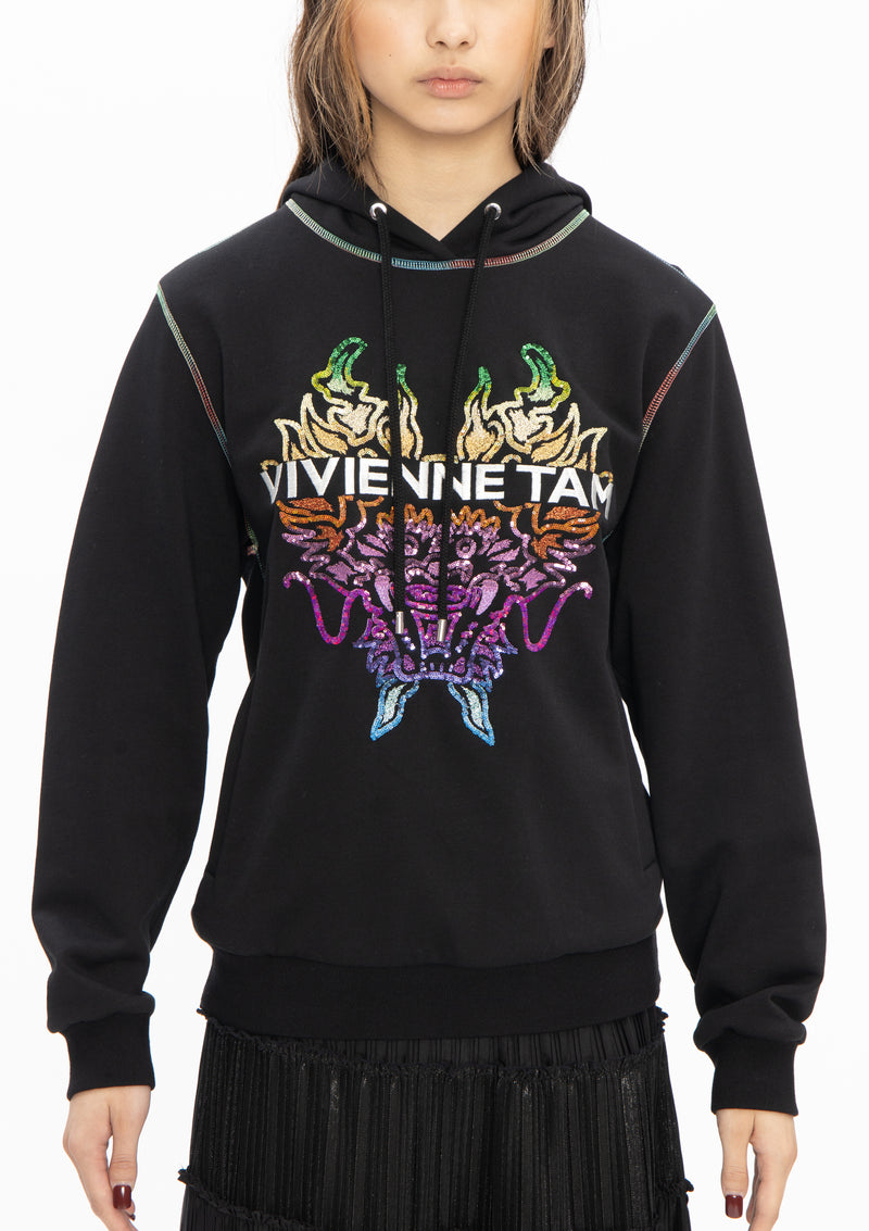 RAINBOW DRAGON COTTON SWEATSHIRT HOODIE