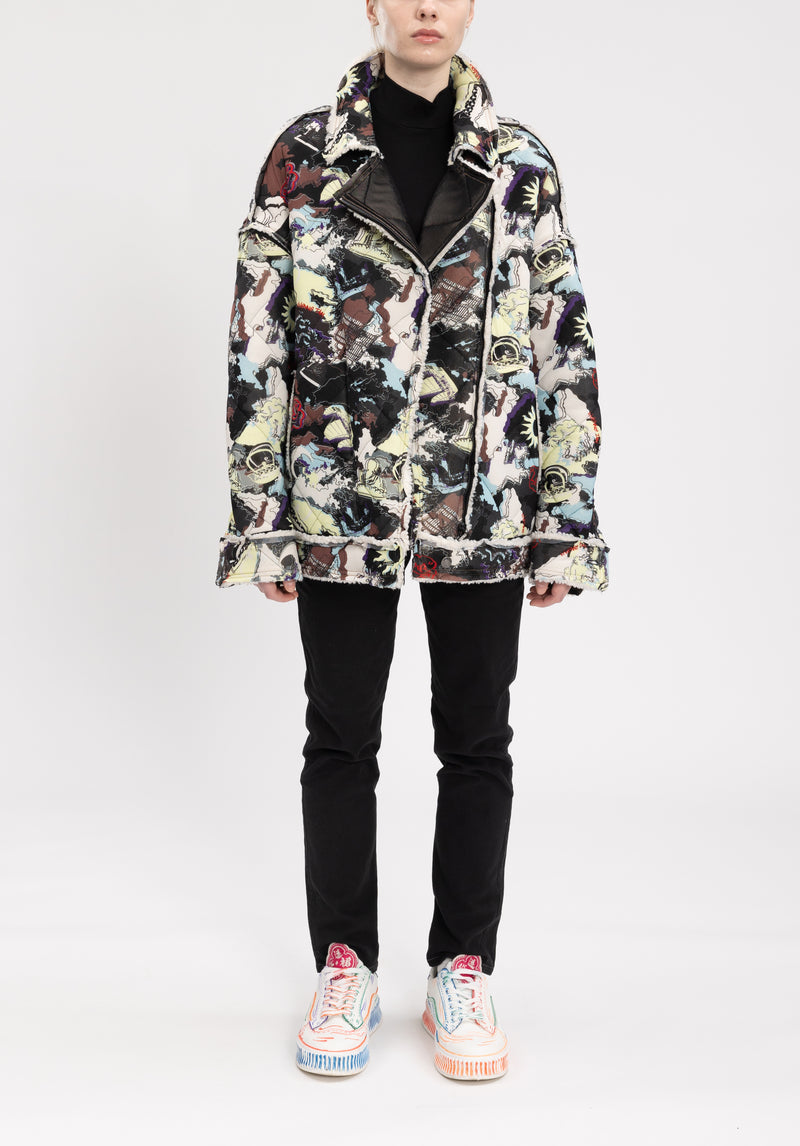 CITY CAMOUFLAGED FLEECE OVERSIZED JACKET