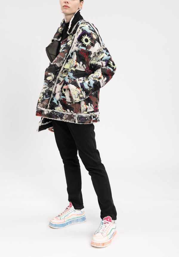 CITY CAMOUFLAGED FLEECE OVERSIZED JACKET