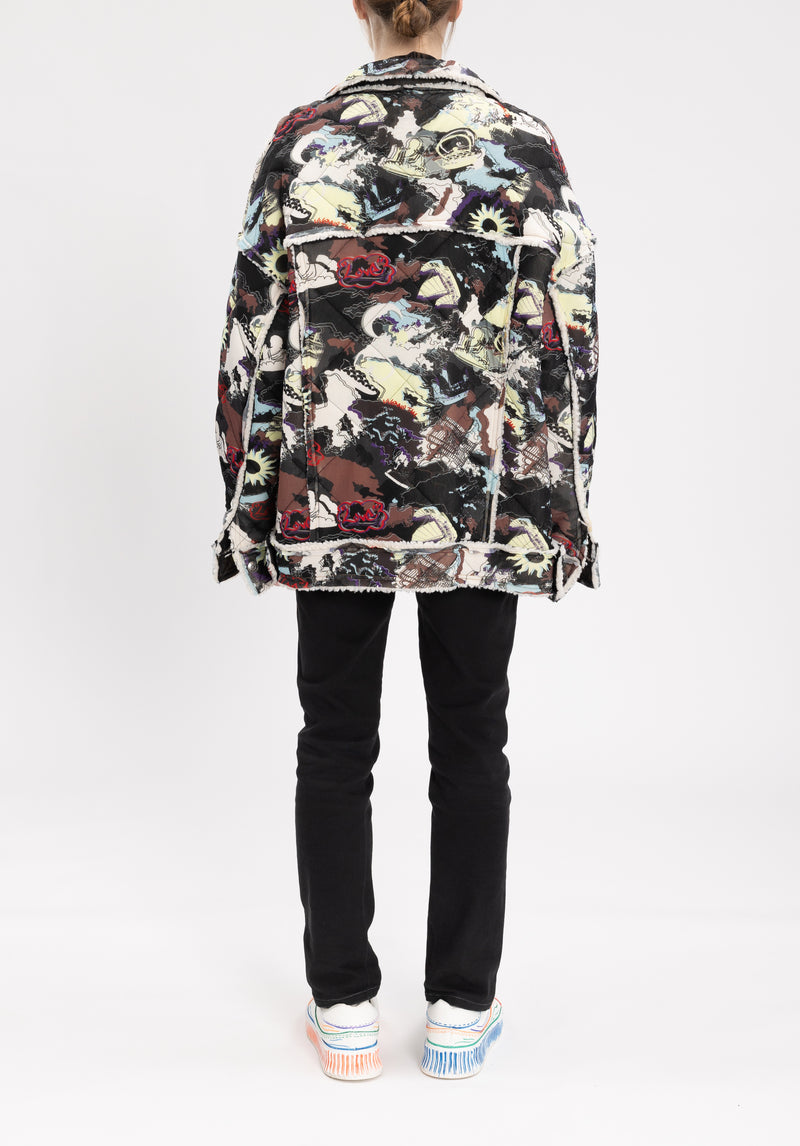 CITY CAMOUFLAGED FLEECE OVERSIZED JACKET