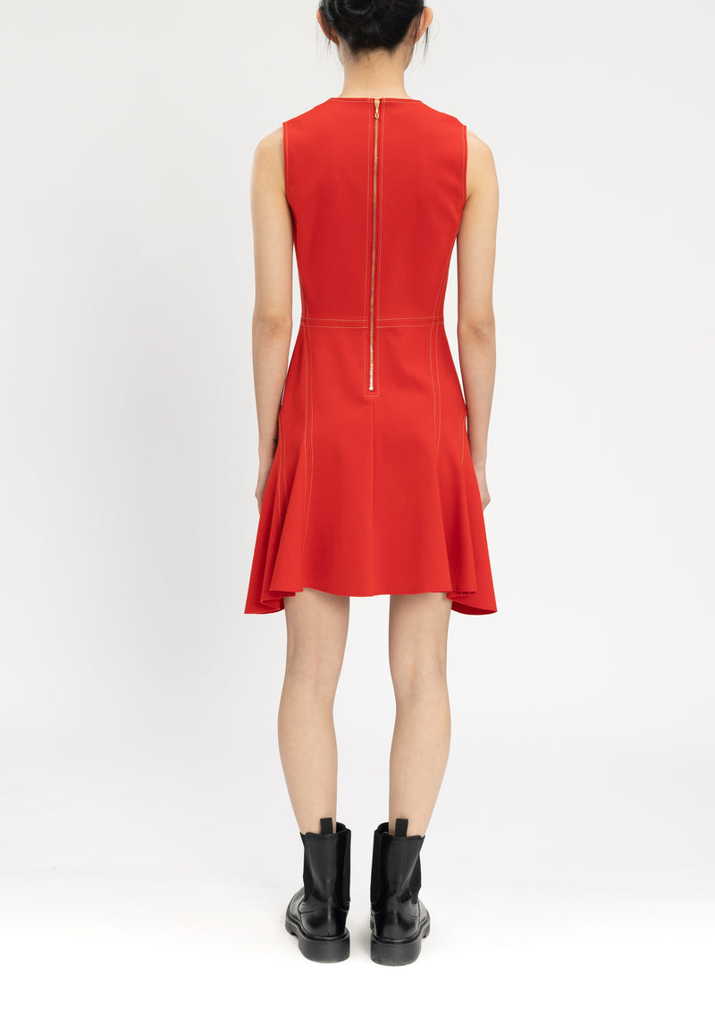 ASYMETRICAL NECK FIT FLARE DRESS