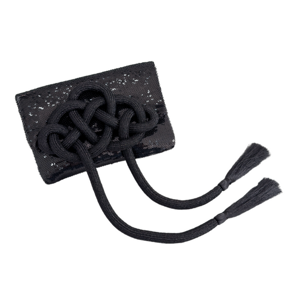 CHINESE KNOT FRINGE SEQUIN CLUTCH